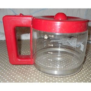 Kenmore 12 Cup Coffee Pot Replacement Glass Carafe Red OEM Clean